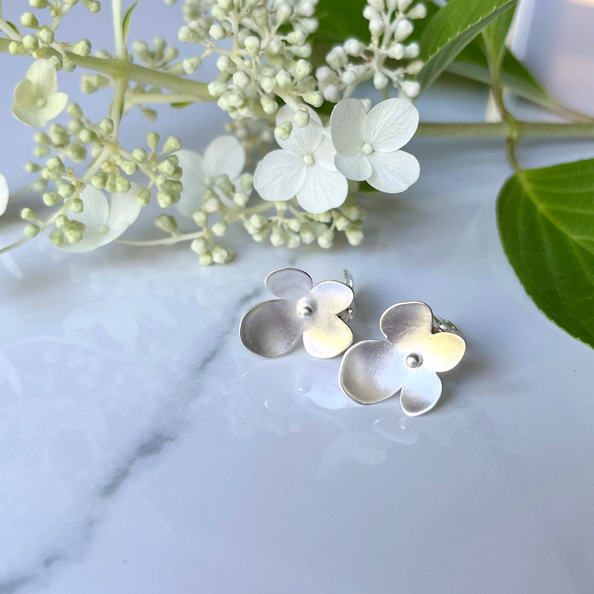 Hydrangea Clip On Earrings