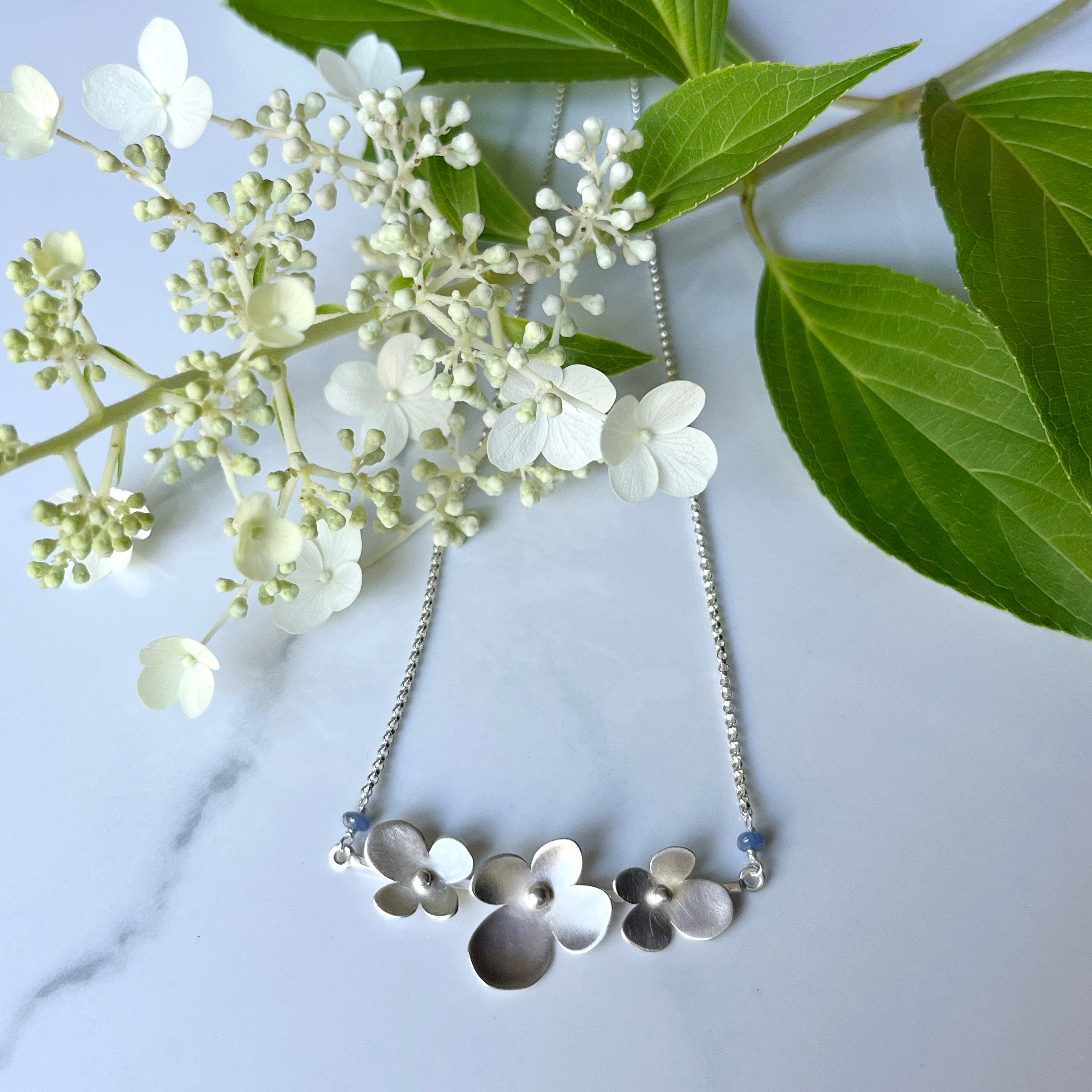 Hydrangea Necklace with Tanzanite