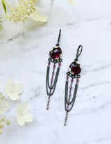 Tourmaline dangle earrings- dark pink