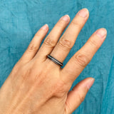 Stacking Ring, Obi, Black/Silver, Elegant Band for Everyday Use,