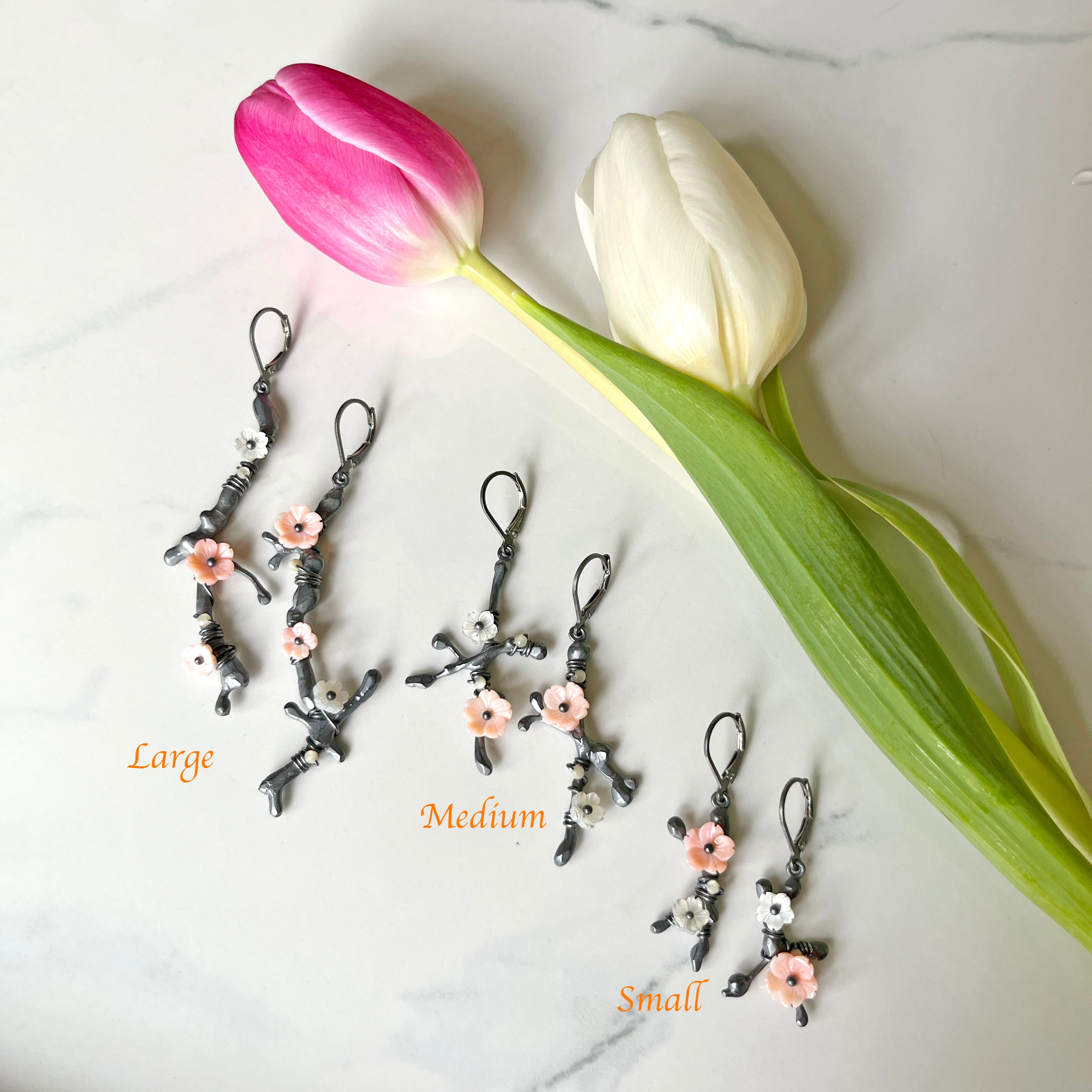 Sakura drop earrings with lever backs