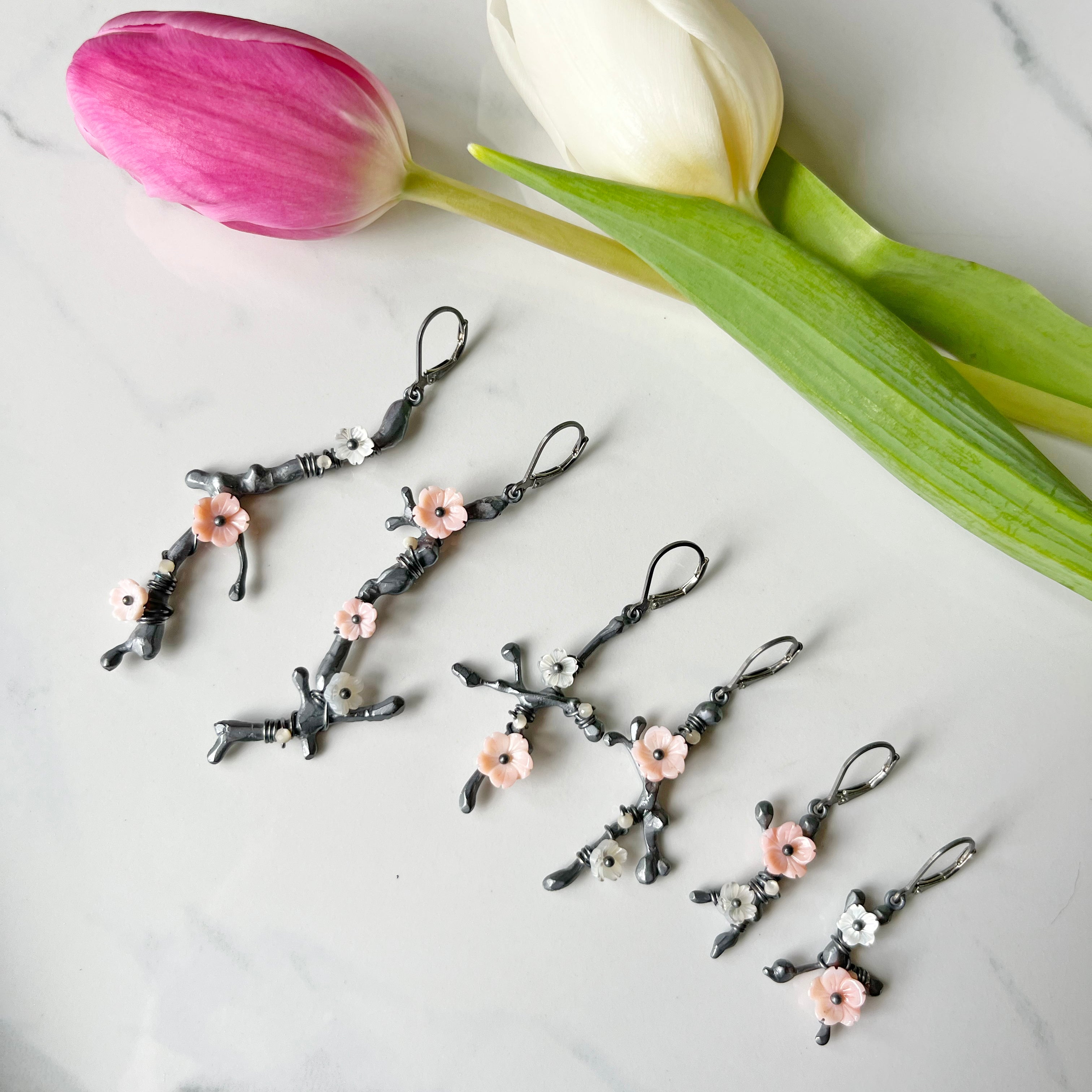 Sakura drop earrings with lever backs