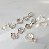 Winter Geometry Dangle Earrings, Satin Finished Sterling Silver Accented with Two Pointed Herkimer Diamond for everyday.