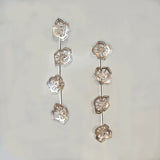 Winter Geometry Dangle Earrings, Satin Finished Sterling Silver Accented with Two Pointed Herkimer Diamond for everyday.