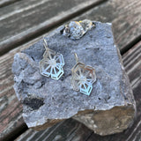Winter Geometry Necklace, Satin Finished Sterling Silver Accented with Two Pointed Herkimer Diamond.