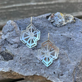 Winter Geometry Necklace, Satin Finished Sterling Silver Accented with Two Pointed Herkimer Diamond.