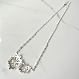 Winter Geometry Necklace, Satin Finished Sterling Silver Accented with Two Pointed Herkimer Diamond.