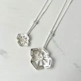 Winter Geometry Necklace, Satin Finished Sterling Silver Accented with Two Pointed Herkimer Diamond.