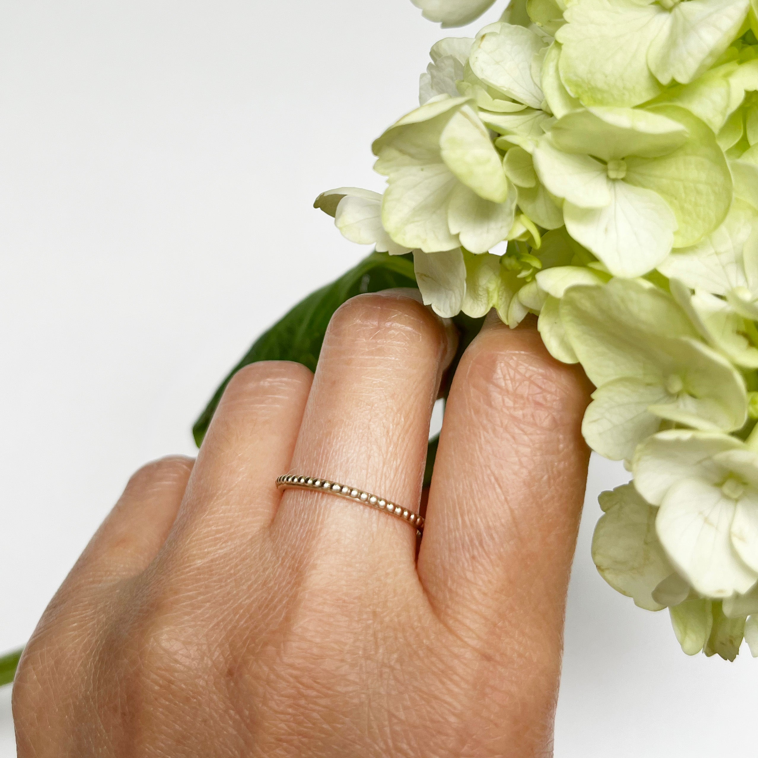 14k yellow beaded ring