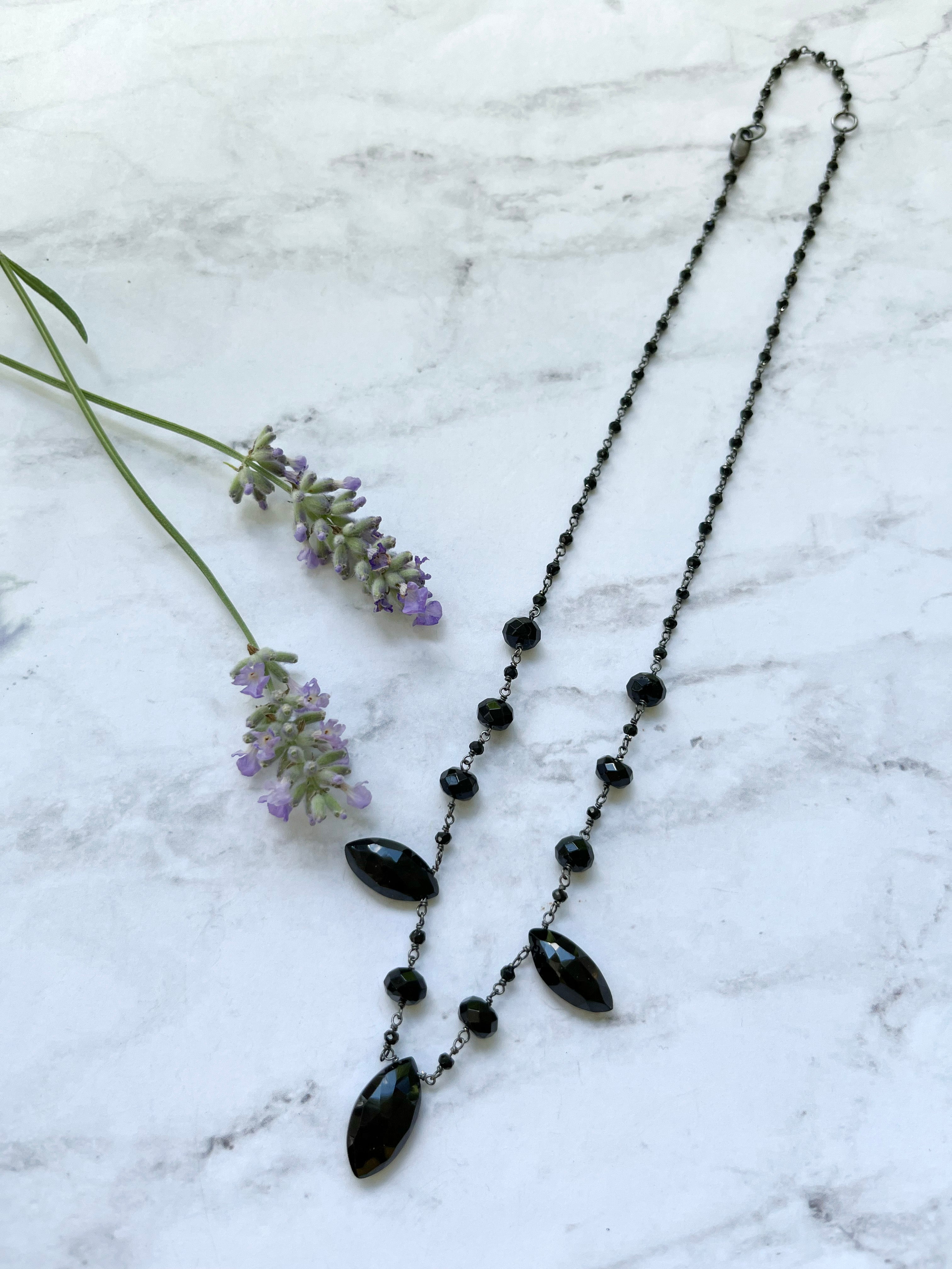 Black Spinel necklace and earrings