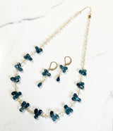 Blue Topaz and opal necklace and earrings