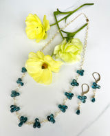 Blue Topaz and opal necklace and earrings