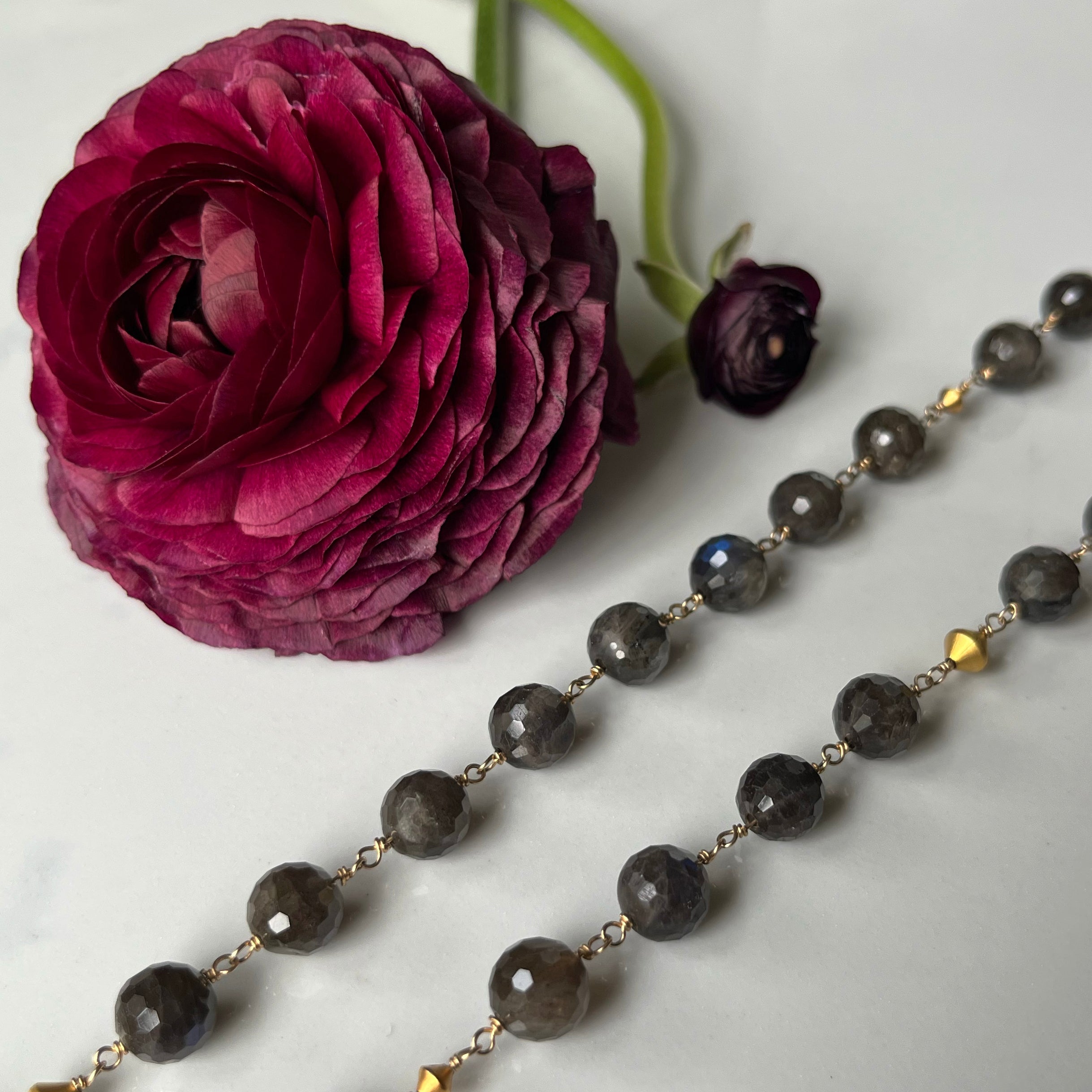 Gem necklaces - Gold-Filled - Various Length and Gemstones, Traditional Shape with Contemporary Accent.