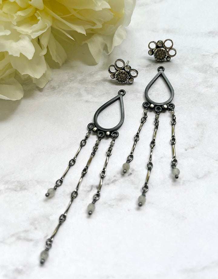 Geometric wire earrings - silver