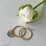Dazzle Ring, Gold-Filled, Briolette Gemstone Dangles on Gold-Filled Rounded Band.