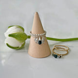 Dazzle Ring, All Silver, Precious/Semi Precious Gemstone Briolette Dangles wire-wrapped on Sterling Silver Rounded Band.