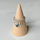 Dazzle Ring, All Silver, Precious/Semi Precious Gemstone Briolette Dangles wire-wrapped on Sterling Silver Rounded Band.