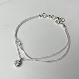 Echo Bracelet, Personalized Letters in Vintage Fonts, with Herkimer Diamond Accent for Everyday.