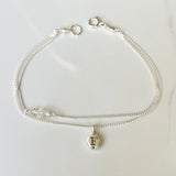 Echo Bracelet, Personalized Letters in Vintage Fonts, with Herkimer Diamond Accent for Everyday.