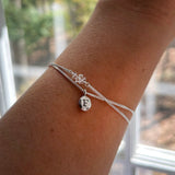 Echo Bracelet, Personalized Letters in Vintage Fonts, with Herkimer Diamond Accent for Everyday.
