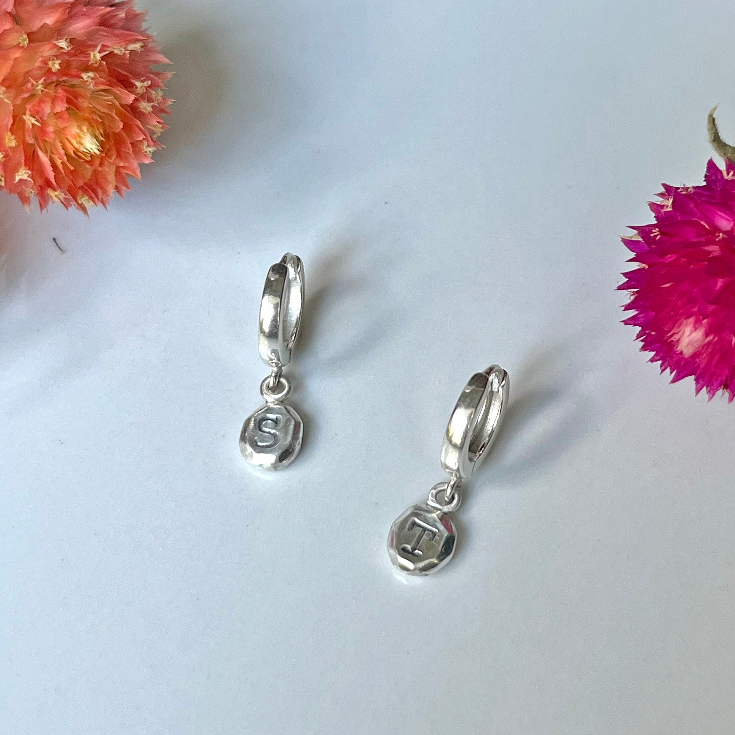 Echo Earring, SOLD BY SINGLE, NOT A PAIR, Personalized Letters in Vintage Fonts, with Herkimer Diamond Accent for Everyday.