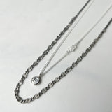 Echo Necklace, Personalized and Custom Made Initial Necklace with Herkimer Diamond Accent on Sterling Silver Chain.