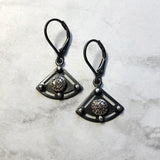 Pavé Diamond Earrings - Short Dangles - Pavé Diamond Charms set into Oxidized Sterling Silver, for Everyday Bling