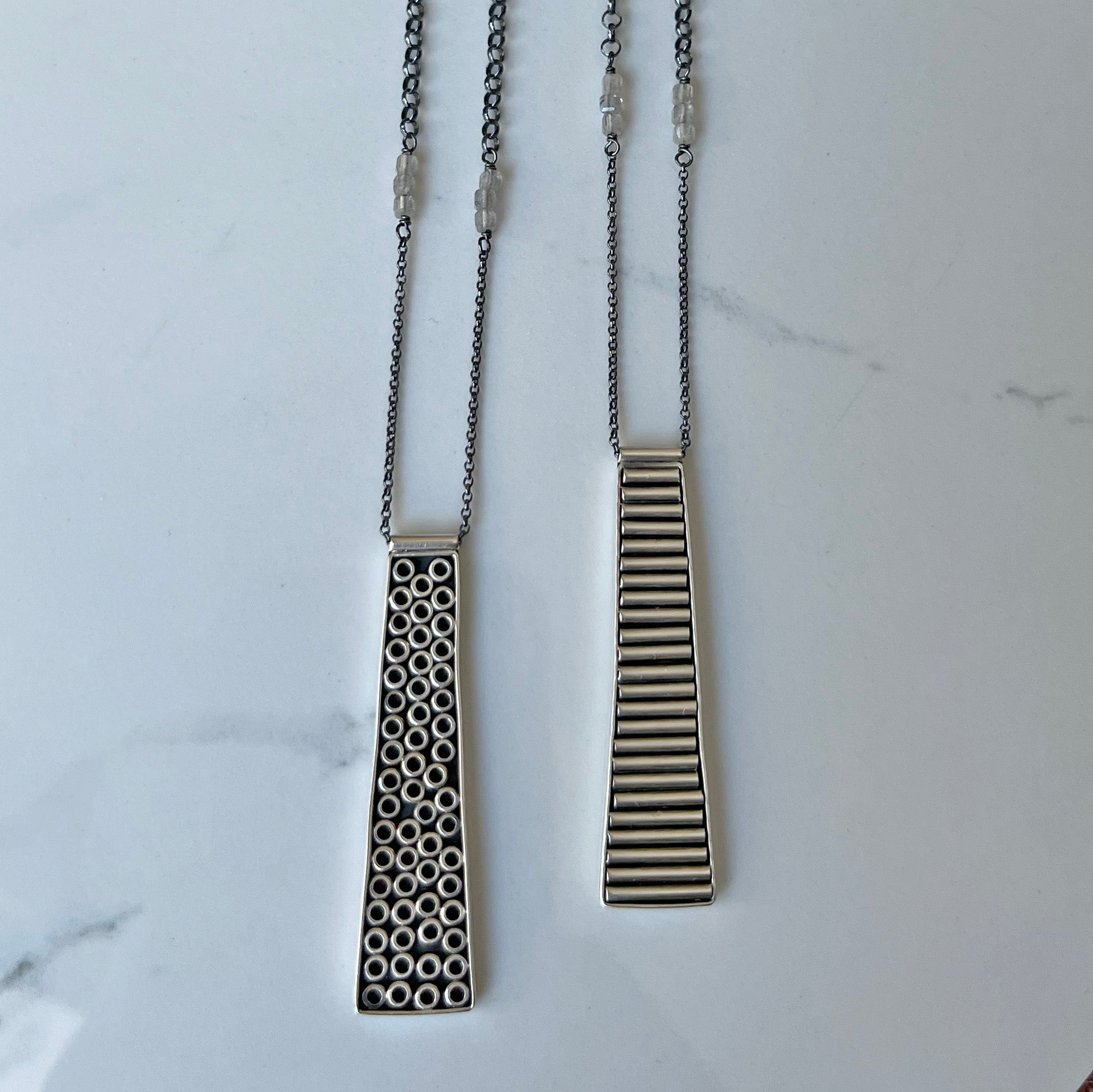 Galaxy Pendants, adjustable length and versatile with faceted labradorite beads.