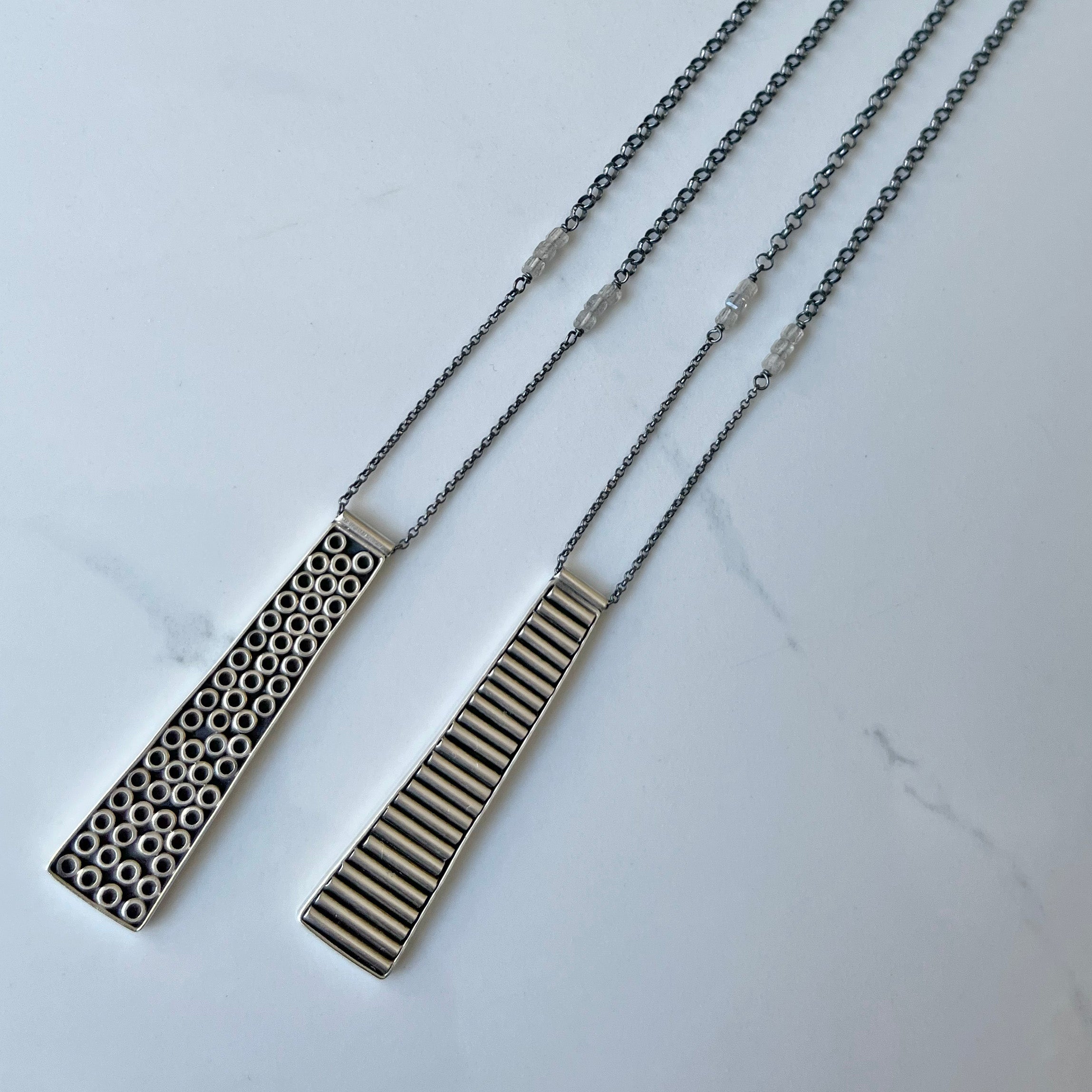 Galaxy Pendants, adjustable length and versatile with faceted labradorite beads.