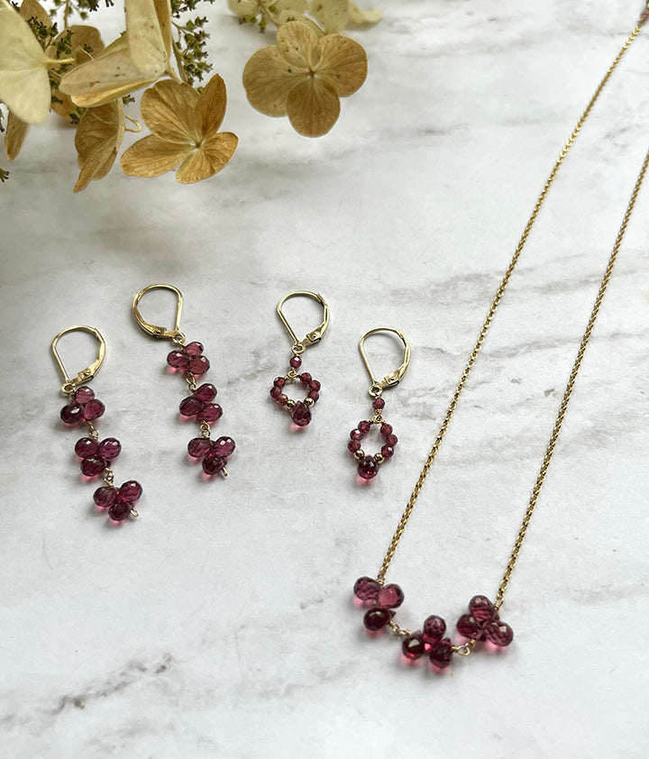 Simple garnet earrings with gold filled lever backs