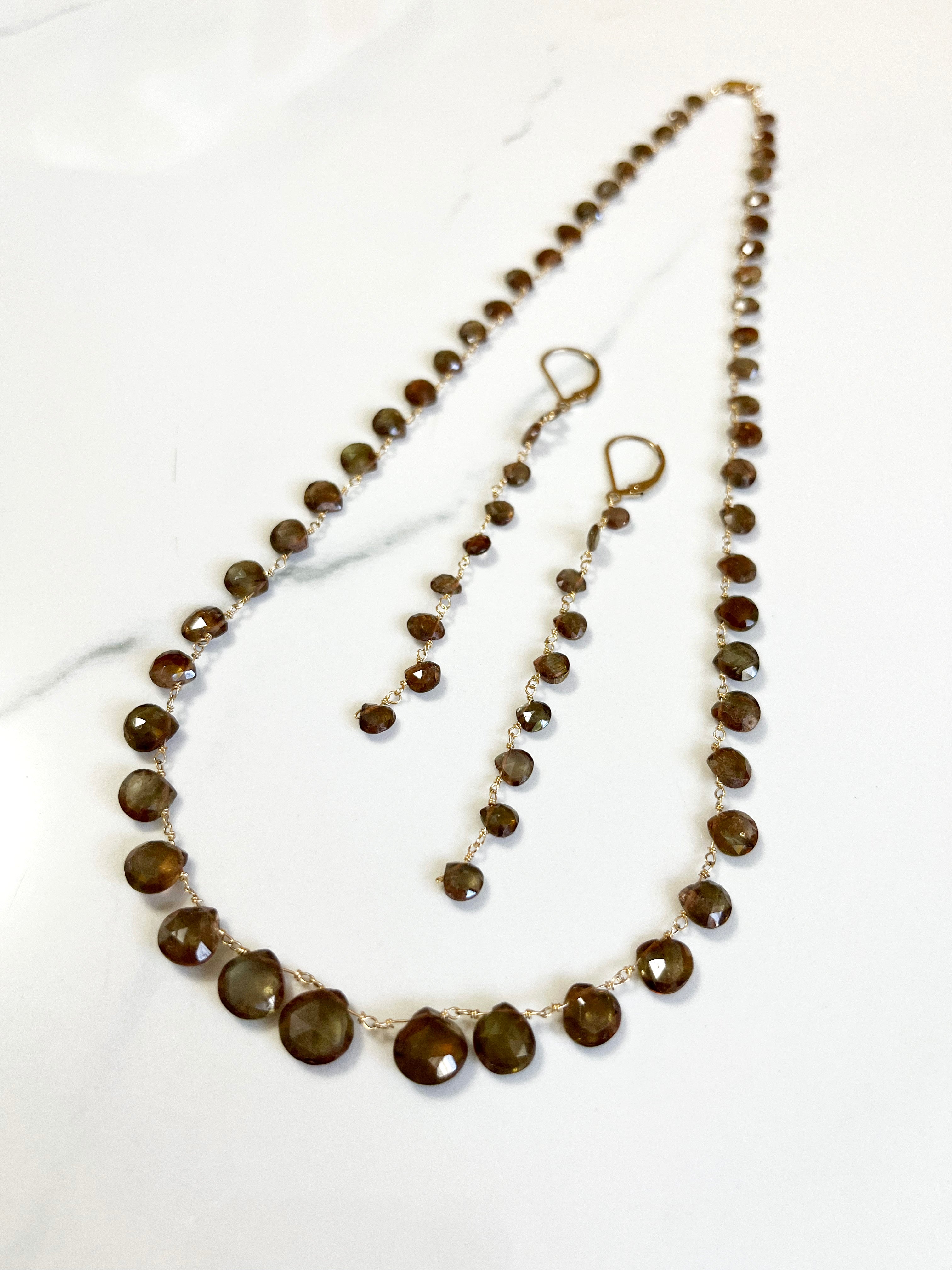 Andradite Garnet necklace and earrings