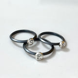 Initial/Petal Ring set silver (set of 3)