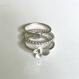 Petal Ring, All Silver, Shiny Silver Flower on Sterling Silver Band, for casual occasions