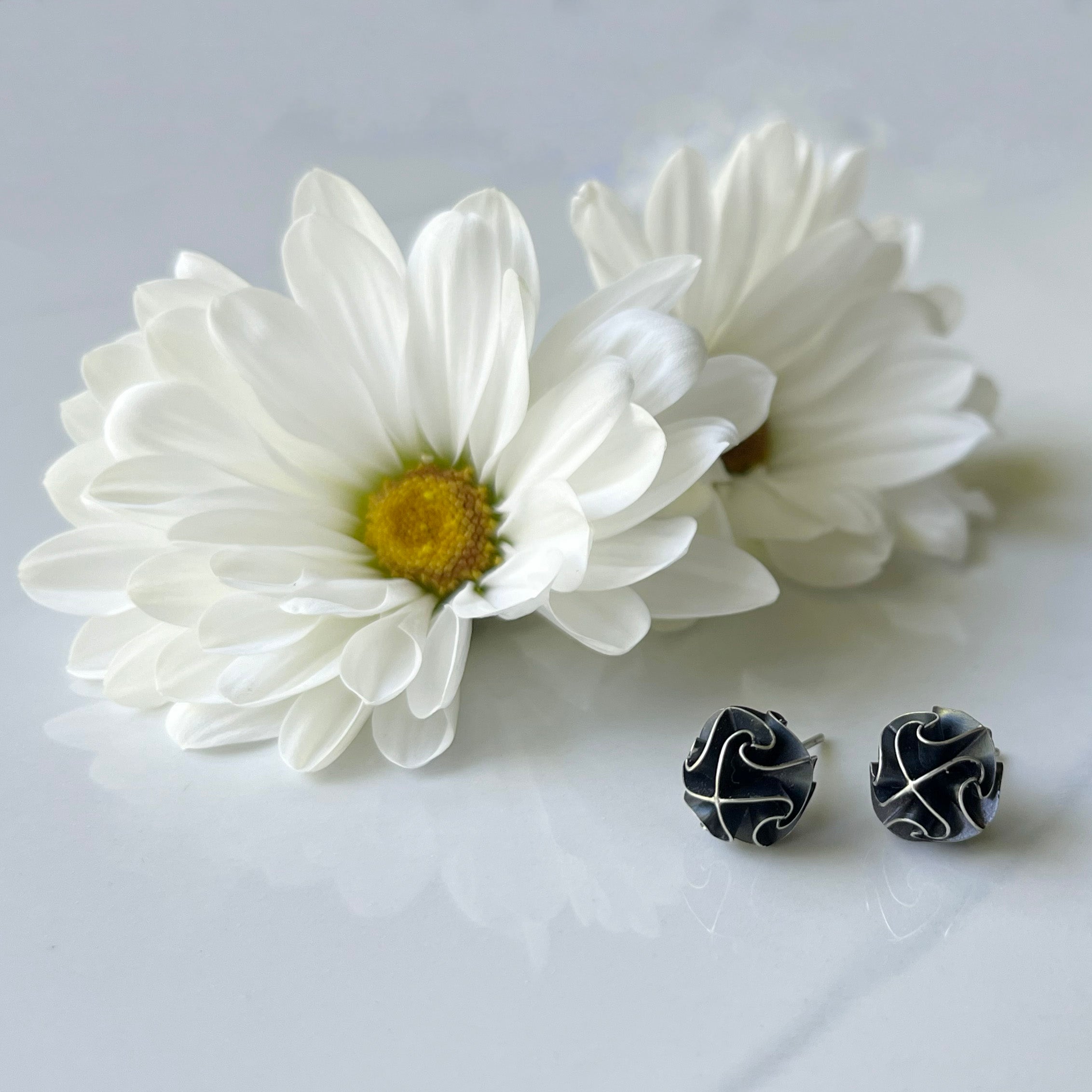 Mini Flora Earrings, Posts, 4 Color Options, Delicate and Elegant Studs Earrings for Everyday.