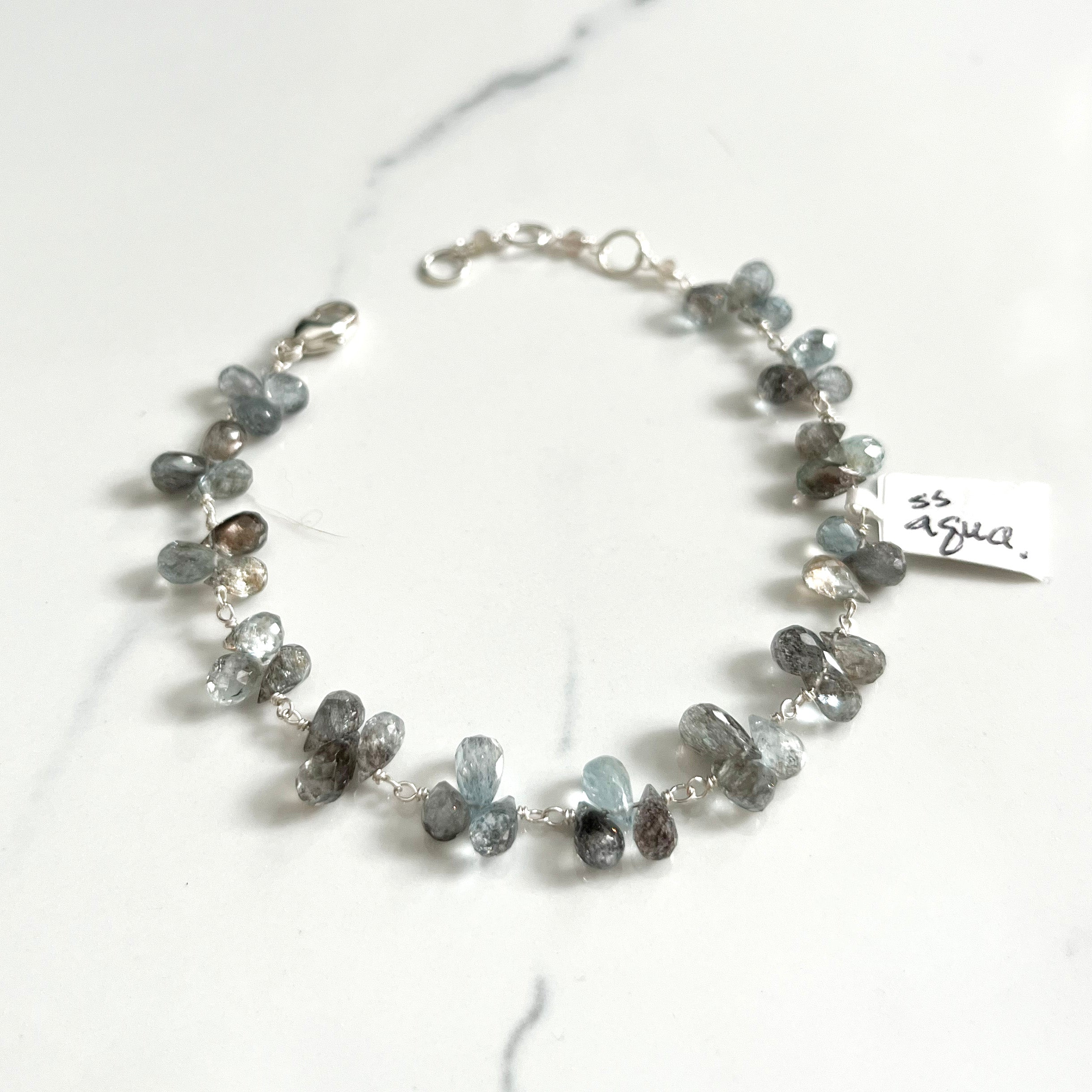 Moss aquamarine briolette bracelet