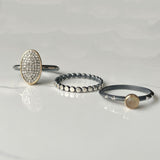 Pavé Diamond Ring, Oval Pavé Diamond, 14k Gold Bezel on Heavy Hammered Oxidized Sterling Silver Band. (Copy)