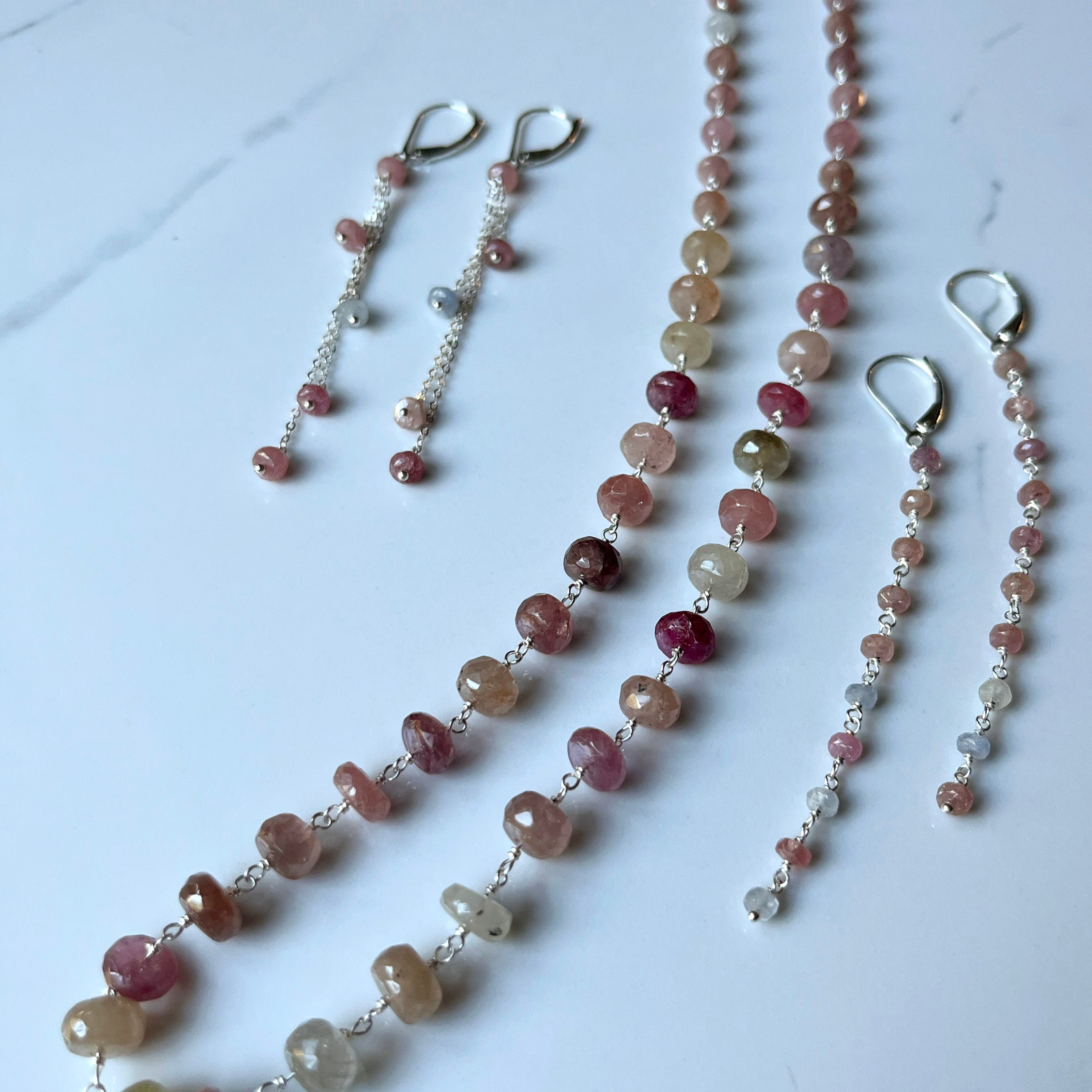 Gem Necklaces - Silver - Various Length and Gemstones, Traditional Shape with Contemporary Accent.