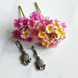 Pavé Diamond Earrings - Short Dangles - Pavé Diamond Charms set into Oxidized Sterling Silver, for Everyday Bling
