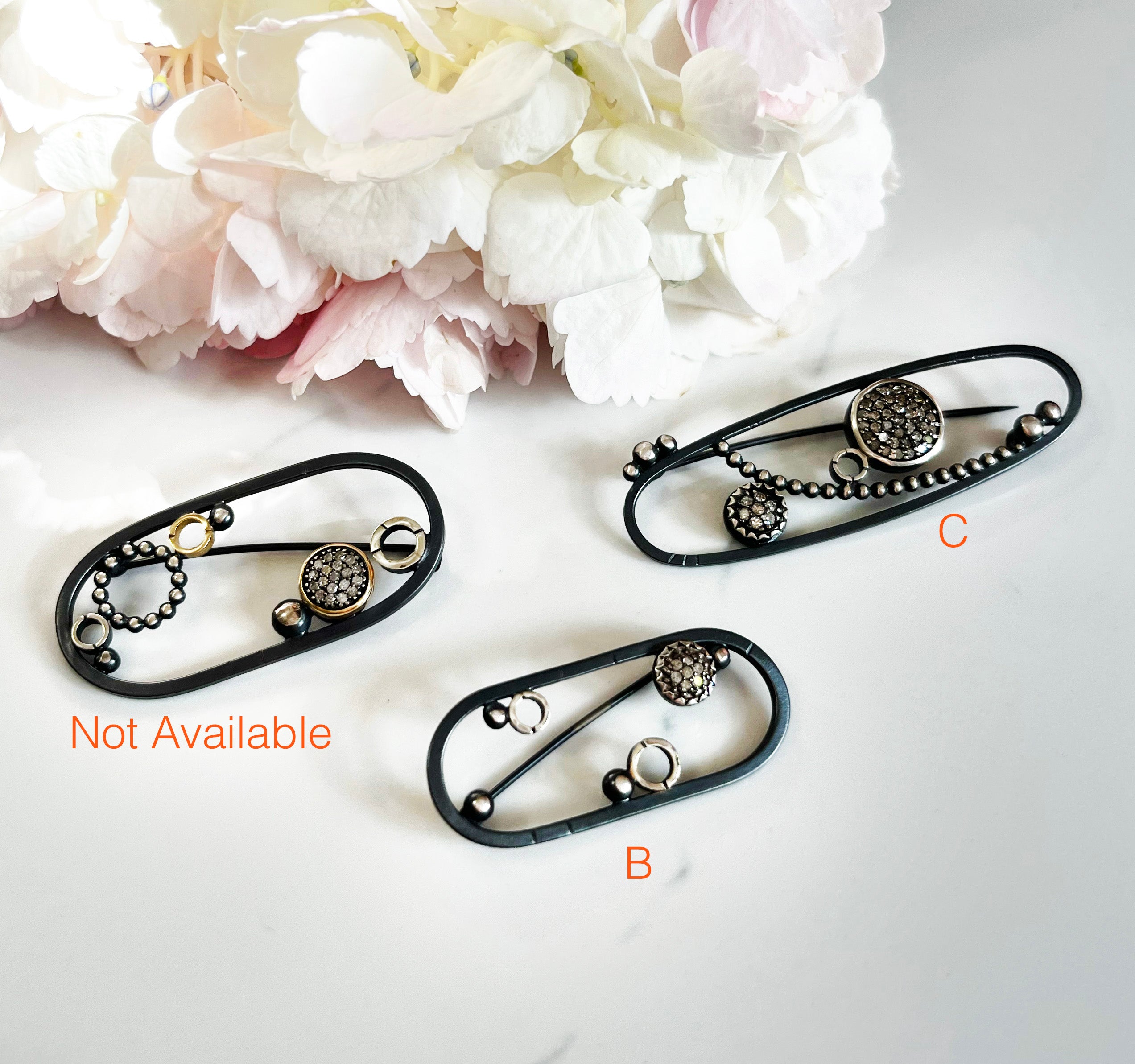 pave diamond brooch