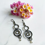 Pavé Diamond Earrings - Short Dangles - Pavé Diamond Charms set into Oxidized Sterling Silver, for Everyday Bling