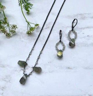 Labradorite necklace and earrings