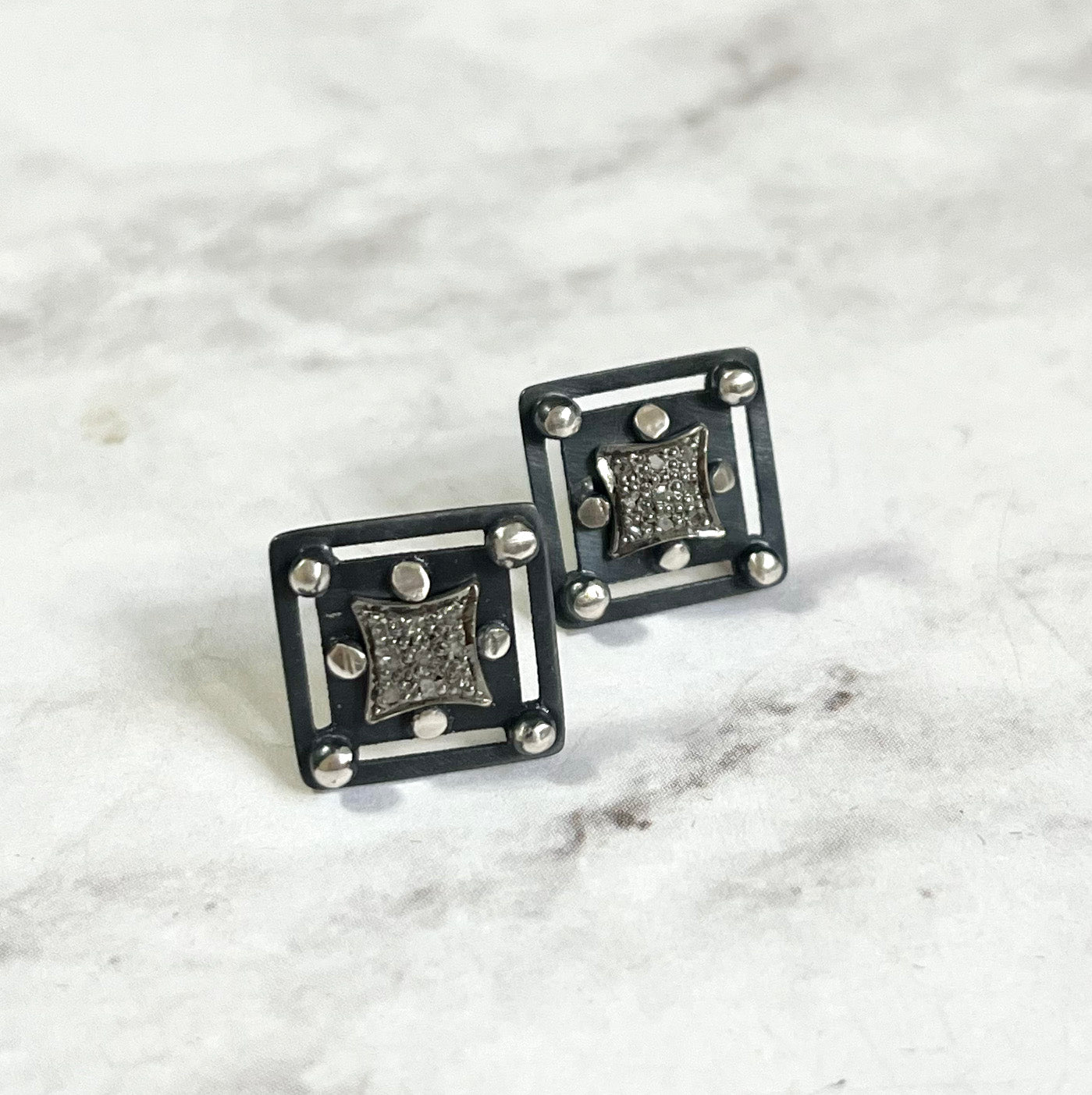 pave diamond studs earrings