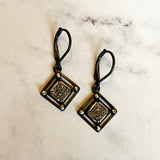 Pavé Diamond Earrings - Short Dangles - Pavé Diamond Charms set into Oxidized Sterling Silver, for Everyday Bling