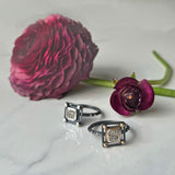 Pavé Diamond Ring, Square, 6mm Pavé Diamond, 14k Gold Bezel, Stackable with Other Straight Bands.