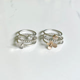 Petal Ring,Silver/Gold, 14k Gold Flower on Satin Silver for Casual Occasions.