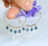 Blue Topaz and moonstone earrings