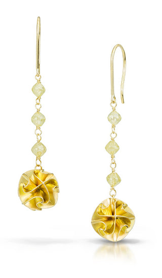 18k flora earrings with yellow diamond - long