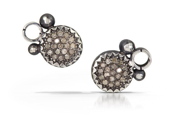 pave diamond earrings - stud 8mm