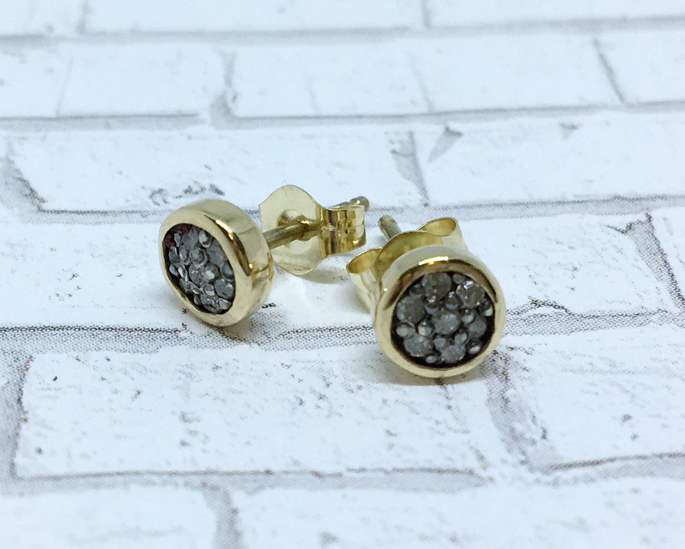 pave diamond earrings in 14k gold