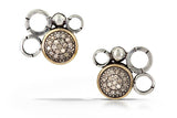 pave diamond earrings with 14k accent - stud 8mm